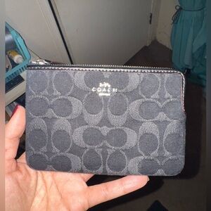 Coach black denim wristlet outlet version